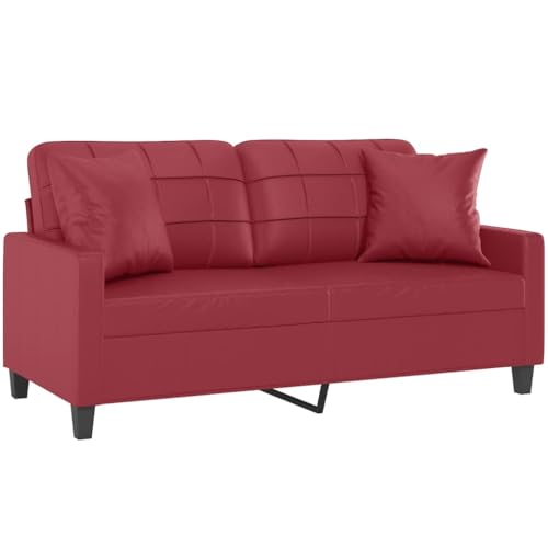 HEFZGDB 2-Sitzer-Sofa mit Zierkissen Weinrot 140 cm Kunstleder Sitzgarnitur Wohnzimmer Couch Klein Jugendsofa Kleine Couch Jugendzimmer für Aufenthaltsraum Büro Wohnbereich Schlafzimmer HEFZGDB 2-Sitzer-Sofa mit Zierkissen Weinrot 140 cm Kunstleder Sitzgarnitur Wohnzimmer Couch Klein Jugendsofa Kleine Couch Jugendzimmer für Aufenthaltsraum Büro Wohnbereich Schlafzimmer von HEFZGDB