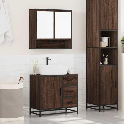 HEFZGDB 2-TLG. Badmöbel-Set Braun Eichen-Optik Holzwerkstoff Aufbewahrungsschrank Badschrank Klein Medizinschrank Apothekerschrank Küche für Toilette Gästezimmer Badezimmer Wohnbereich HEFZGDB 2-TLG. Badmöbel-Set Braun Eichen-Optik Holzwerkstoff Aufbewahrungsschrank Badschrank Klein Medizinschrank Apothekerschrank Küche für Toilette Gästezimmer Badezimmer Wohnbereich von HEFZGDB
