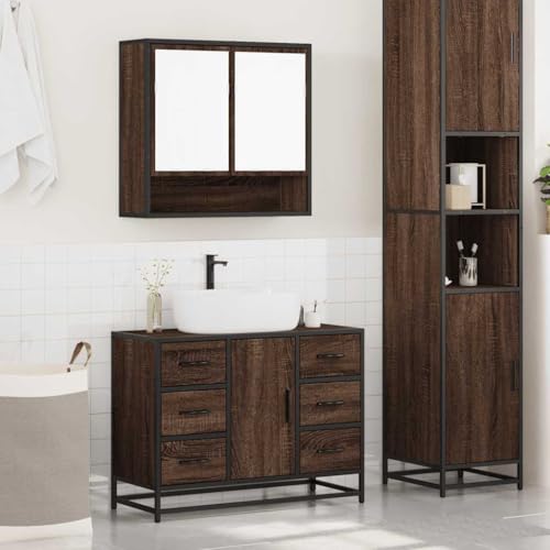 HEFZGDB 2-TLG. Badmöbel-Set Braun Eichen-Optik Holzwerkstoff Büroschrank Medizinschrank Badezimmerschränke Küchenschrank für Badezimmer Gästezimmer Toilette Wohnbereich HEFZGDB 2-TLG. Badmöbel-Set Braun Eichen-Optik Holzwerkstoff Büroschrank Medizinschrank Badezimmerschränke Küchenschrank für Badezimmer Gästezimmer Toilette Wohnbereich von HEFZGDB