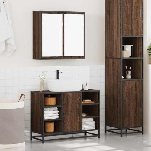 HEFZGDB 2-TLG. Badmöbel-Set Braun Eichen-Optik Holzwerkstoff Flurschrank Badezimmerschrank Medizinschrank Apothekerschrank Küche für Wohnbereich Badezimmer Toilette Küche HEFZGDB 2-TLG. Badmöbel-Set Braun Eichen-Optik Holzwerkstoff Flurschrank Badezimmerschrank Medizinschrank Apothekerschrank Küche für Wohnbereich Badezimmer Toilette Küche von HEFZGDB
