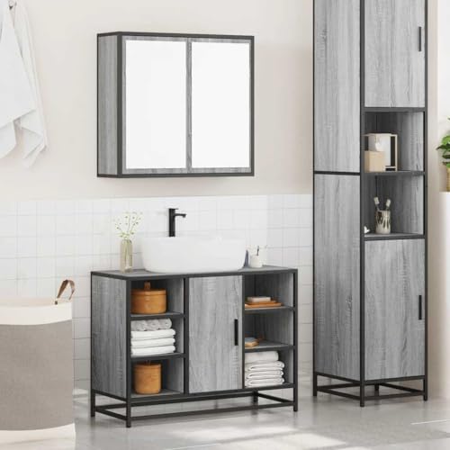 HEFZGDB 2-TLG. Badmöbel-Set Grau Sonoma Holzwerkstoff Flurschrank Badezimmerschrank Medizinschrank Apothekerschrank Küche für Wohnbereich Badezimmer Toilette Küche HEFZGDB 2-TLG. Badmöbel-Set Grau Sonoma Holzwerkstoff Flurschrank Badezimmerschrank Medizinschrank Apothekerschrank Küche für Wohnbereich Badezimmer Toilette Küche von HEFZGDB