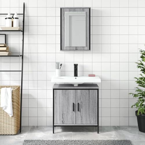 HEFZGDB 2-TLG. Badmöbel-Set Grau Sonoma Holzwerkstoff Küchenschränke Badezimmerschrank Badschrank Klein Kleiner Schrank für Wohnbereich Toilette Badezimmer Küche HEFZGDB 2-TLG. Badmöbel-Set Grau Sonoma Holzwerkstoff Küchenschränke Badezimmerschrank Badschrank Klein Kleiner Schrank für Wohnbereich Toilette Badezimmer Küche von HEFZGDB