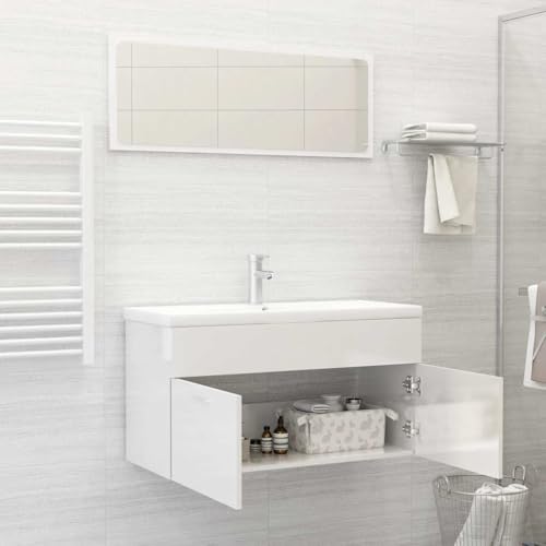 HEFZGDB 2-TLG. Badmöbel-Set Hochglanz-Weiß Holzwerkstoff Sideboard Badschrank Klein Badezimmerschränke Medikamentenschrank für Badezimmer Gästezimmer Küche Toilette HEFZGDB 2-TLG. Badmöbel-Set Hochglanz-Weiß Holzwerkstoff Sideboard Badschrank Klein Badezimmerschränke Medikamentenschrank für Badezimmer Gästezimmer Küche Toilette von HEFZGDB