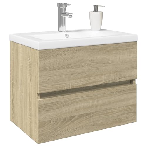 HEFZGDB 2-TLG. Badmöbel-Set Keramik und Holzwerkstoff Sideboard Badschrank Klein Schuhschrank Kleiner Schrank für Küche Badezimmer Wohnbereich Toilette von HEFZGDB