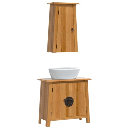 HEFZGDB 2-TLG. Badmöbel-Set Massivholz Kiefer Sideboard Badschrank Klein Badezimmerschränke Medikamentenschrank für Gästezimmer Badezimmer Wohnbereich Küche von HEFZGDB