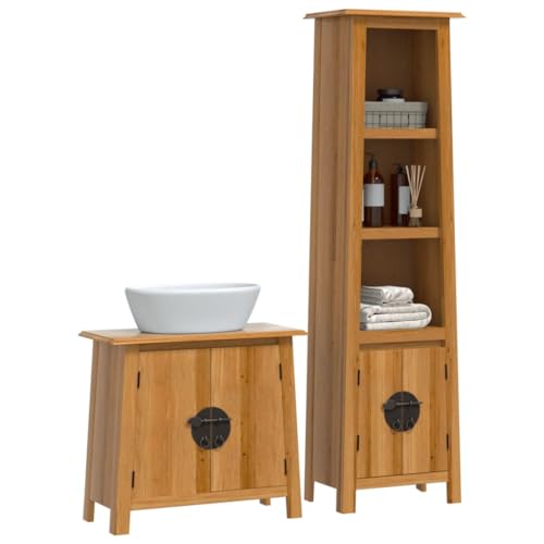 HEFZGDB 2-TLG. Badmöbel-Set Massivholz Kiefer Sideboard Badschrank Klein Badezimmerschränke Medikamentenschrank für Gästezimmer Badezimmer Wohnbereich Küche von HEFZGDB