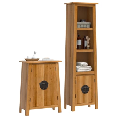 HEFZGDB 2-TLG. Badmöbel-Set Massivholz Kiefer Sideboard Badschrank Klein Badezimmerschränke Medikamentenschrank für Gästezimmer Badezimmer Wohnbereich Küche von HEFZGDB