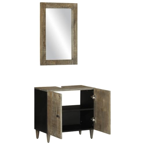 HEFZGDB 2-TLG. Badmöbel-Set Massivholz Mango Kleines Schränkchen Badschrank Klein Badezimmerschränke Mehrzweckschrank für Toilette Gästezimmer Küche Badezimmer von HEFZGDB