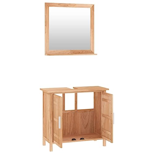 HEFZGDB 2-TLG. Badmöbel-Set Massivholz Nussbaum Küchenschränke Badschrank Klein Bathroom Cabinet Küchenschrank für Badezimmer Toilette Gästezimmer Wohnbereich von HEFZGDB
