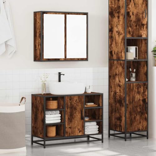 HEFZGDB 2-TLG. Badmöbel-Set Räuchereiche Holzwerkstoff Flurschrank Badezimmerschrank Medizinschrank Apothekerschrank Küche für Wohnbereich Badezimmer Toilette Küche HEFZGDB 2-TLG. Badmöbel-Set Räuchereiche Holzwerkstoff Flurschrank Badezimmerschrank Medizinschrank Apothekerschrank Küche für Wohnbereich Badezimmer Toilette Küche von HEFZGDB