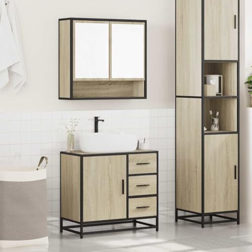 HEFZGDB 2-TLG. Badmöbel-Set Sonoma-Eiche Holzwerkstoff Aufbewahrungsschrank Badschrank Klein Medizinschrank Apothekerschrank Küche für Toilette Gästezimmer Badezimmer Wohnbereich HEFZGDB 2-TLG. Badmöbel-Set Sonoma-Eiche Holzwerkstoff Aufbewahrungsschrank Badschrank Klein Medizinschrank Apothekerschrank Küche für Toilette Gästezimmer Badezimmer Wohnbereich von HEFZGDB
