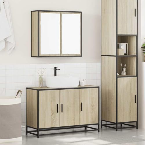 HEFZGDB 2-TLG. Badmöbel-Set Sonoma-Eiche Holzwerkstoff Küchenschränke Badezimmerschrank Badschrank Klein Kleiner Schrank für Küche Toilette Gästezimmer Badezimmer von HEFZGDB