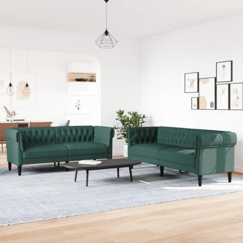 HEFZGDB 2-TLG. Sofagarnitur Dunkelgrün Stoff Loungesessel Sessel Wohnzimmer Jugendsofa Sofas für Aufenthaltsraum Empfangsraum Schlafzimmer Wohnbereich von HEFZGDB