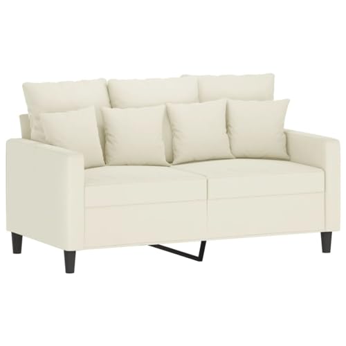 HEFZGDB 2-TLG. Sofagarnitur mit Kissen Creme Samt Gartenlounge Jugendsofa Kleine Sofa Big Sofa für Wohnbereich Empfangsraum Büro Schlafzimmer von HEFZGDB