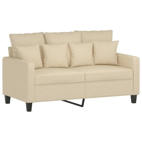 HEFZGDB 2-TLG. Sofagarnitur mit Kissen Creme Stoff Relax Sessel Couch Klein Lounge Sofa Big Sofa für Wohnbereich Aufenthaltsraum Empfangsraum Schlafzimmer von HEFZGDB