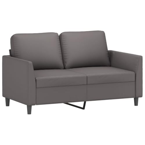 HEFZGDB 2-TLG. Sofagarnitur mit Kissen Grau Kunstleder Loungesessel Jugendsofa Kleines Sofa Big Sofa für Schlafzimmer Aufenthaltsraum Büro Wohnbereich von HEFZGDB