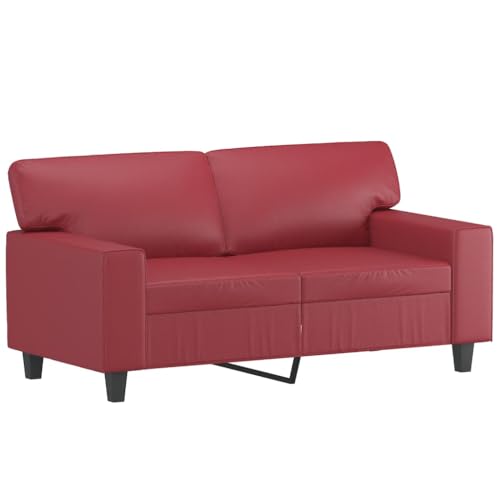 HEFZGDB 2-TLG. Sofagarnitur mit Kissen Weinrot Kunstleder Outdoor Sofa Couch Klein Sessel Wohnzimmer Sofa Chair für Büro Aufenthaltsraum Wohnbereich Empfangsraum von HEFZGDB