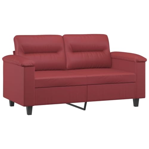HEFZGDB 2-TLG. Sofagarnitur mit Kissen Weinrot Kunstleder Sofa Groß Couch Klein Jugendsofa Sofa Wohnzimmer für Wohnbereich Empfangsraum Büro Aufenthaltsraum von HEFZGDB