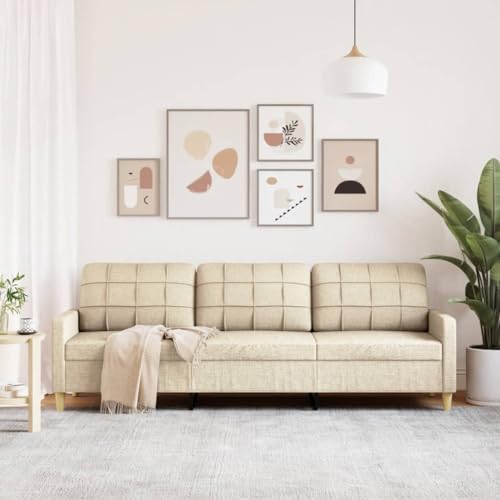 HEFZGDB 3-Sitzer-Sofa Creme 210 cm Stoff Outdoor Sofa Couch Klein Big Sofa Sofa Wohnzimmer für Wohnbereich Büro Aufenthaltsraum Schlafzimmer von HEFZGDB