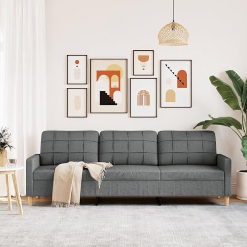 HEFZGDB 3-Sitzer-Sofa Dunkelgrau 210 cm Stoff Outdoor Sofa Couch Klein Big Sofa Sofa Wohnzimmer für Wohnbereich Büro Aufenthaltsraum Schlafzimmer von HEFZGDB