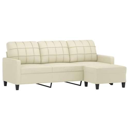 HEFZGDB 3-Sitzer-Sofa mit Hocker Creme 180 cm Kunstleder Loungesessel Lesesessel Bequem Kleine Sofa Big Sofa für Büro Wohnbereich Empfangsraum Schlafzimmer HEFZGDB 3-Sitzer-Sofa mit Hocker Creme 180 cm Kunstleder Loungesessel Lesesessel Bequem Kleine Sofa Big Sofa für Büro Wohnbereich Empfangsraum Schlafzimmer von HEFZGDB