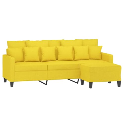 HEFZGDB 3-Sitzer-Sofa mit Hocker Hellgelb 180 cm Stoff Gartenlounge Lounge Sofa Lesesessel Bequem Reading Chair für Empfangsraum Wohnbereich Schlafzimmer Aufenthaltsraum von HEFZGDB