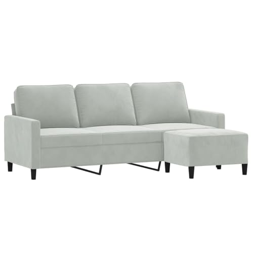HEFZGDB 3-Sitzer-Sofa mit Hocker Hellgrau 180 cm Samt Sessel Schlafzimmer Sessel Wohnzimmer Lounge Sofa Reading Chair für Empfangsraum Aufenthaltsraum Wohnbereich Büro von HEFZGDB