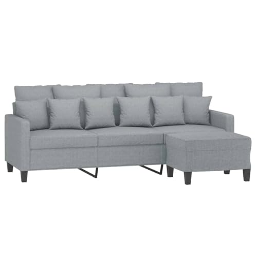 HEFZGDB 3-Sitzer-Sofa mit Hocker Hellgrau 180 cm Stoff Gartenlounge Lounge Sofa Lesesessel Bequem Reading Chair für Empfangsraum Wohnbereich Schlafzimmer Aufenthaltsraum von HEFZGDB
