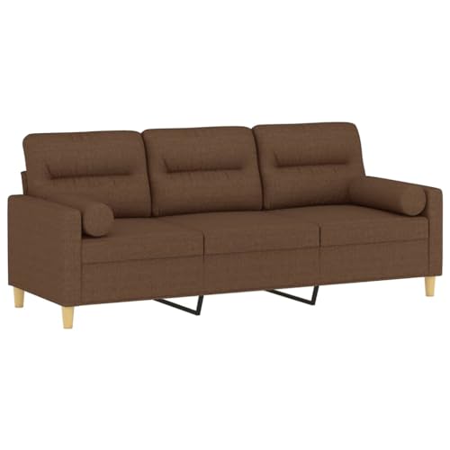 HEFZGDB 3-Sitzer-Sofa mit Zierkissen Braun 180 cm Stoff Sofa Couch Lounge Sofa Lesesessel Bequem Big Sofa für Empfangsraum Büro Schlafzimmer Aufenthaltsraum von HEFZGDB