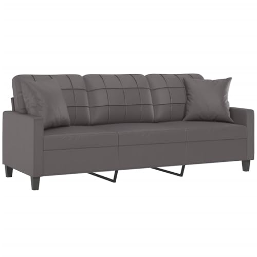 HEFZGDB 3-Sitzer-Sofa mit Zierkissen Grau 180 cm Kunstleder Sitzgarnitur Wohnzimmer Couch Klein Jugendsofa Kleine Couch Jugendzimmer für Aufenthaltsraum Büro Wohnbereich Schlafzimmer HEFZGDB 3-Sitzer-Sofa mit Zierkissen Grau 180 cm Kunstleder Sitzgarnitur Wohnzimmer Couch Klein Jugendsofa Kleine Couch Jugendzimmer für Aufenthaltsraum Büro Wohnbereich Schlafzimmer von HEFZGDB