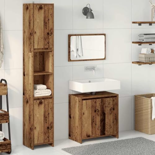 HEFZGDB 3-TLG. Badmöbel-Set Altholz-Optik Holzwerkstoff Aufbewahrungsschrank Badschrank Klein Medizinschrank Apothekerschrank Küche für Gästezimmer Wohnbereich Badezimmer Toilette HEFZGDB 3-TLG. Badmöbel-Set Altholz-Optik Holzwerkstoff Aufbewahrungsschrank Badschrank Klein Medizinschrank Apothekerschrank Küche für Gästezimmer Wohnbereich Badezimmer Toilette von HEFZGDB
