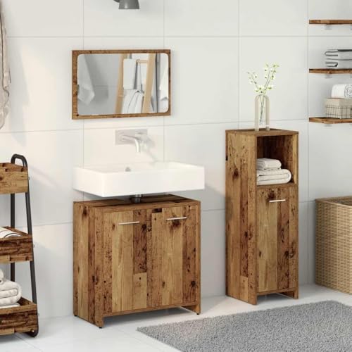HEFZGDB 3-TLG. Badmöbel-Set Altholz-Optik Holzwerkstoff Flurschrank Badezimmerschrank Medizinschrank Apothekerschrank Küche für Badezimmer Wohnbereich Küche Gästezimmer HEFZGDB 3-TLG. Badmöbel-Set Altholz-Optik Holzwerkstoff Flurschrank Badezimmerschrank Medizinschrank Apothekerschrank Küche für Badezimmer Wohnbereich Küche Gästezimmer von HEFZGDB