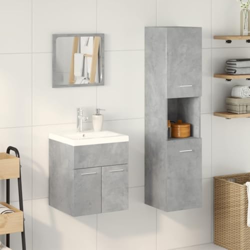 HEFZGDB 3-TLG. Badmöbel-Set Betongrau Holzwerkstoff Kleiner Schrank Badschrank Klein Apothekerschrank Küche Badezimmerunterschrank für Gästezimmer Toilette Badezimmer Küche HEFZGDB 3-TLG. Badmöbel-Set Betongrau Holzwerkstoff Kleiner Schrank Badschrank Klein Apothekerschrank Küche Badezimmerunterschrank für Gästezimmer Toilette Badezimmer Küche von HEFZGDB