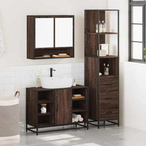 HEFZGDB 3-TLG. Badmöbel-Set Braun Eichen-Optik Holzwerkstoff Büroschrank Medizinschrank Badezimmerschränke Küchenschrank für Toilette Wohnbereich Badezimmer Küche HEFZGDB 3-TLG. Badmöbel-Set Braun Eichen-Optik Holzwerkstoff Büroschrank Medizinschrank Badezimmerschränke Küchenschrank für Toilette Wohnbereich Badezimmer Küche von HEFZGDB