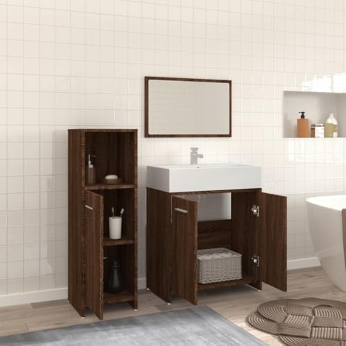 HEFZGDB 3-TLG. Badmöbel-Set Braun Eichen-Optik Holzwerkstoff Flurschrank Badezimmerschrank Medizinschrank Apothekerschrank Küche für Badezimmer Wohnbereich Küche Gästezimmer HEFZGDB 3-TLG. Badmöbel-Set Braun Eichen-Optik Holzwerkstoff Flurschrank Badezimmerschrank Medizinschrank Apothekerschrank Küche für Badezimmer Wohnbereich Küche Gästezimmer von HEFZGDB