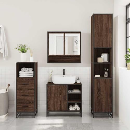 HEFZGDB 3-TLG. Badmöbel-Set Braun Eichen-Optik Holzwerkstoff Kleiner Schrank Badschrank Klein Apothekerschrank Küche Badezimmerunterschrank für Küche Toilette Badezimmer Wohnbereich HEFZGDB 3-TLG. Badmöbel-Set Braun Eichen-Optik Holzwerkstoff Kleiner Schrank Badschrank Klein Apothekerschrank Küche Badezimmerunterschrank für Küche Toilette Badezimmer Wohnbereich von HEFZGDB