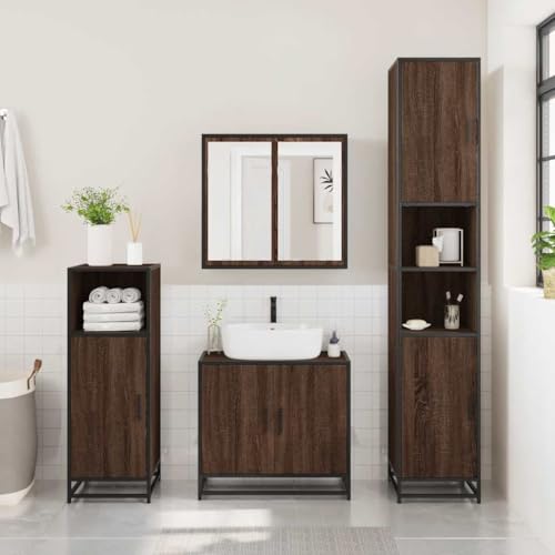 HEFZGDB 3-TLG. Badmöbel-Set Braun Eichen-Optik Holzwerkstoff Kleines Schränkchen Badschrank Klein Badezimmerschränke Mehrzweckschrank für Gästezimmer Toilette Badezimmer Küche HEFZGDB 3-TLG. Badmöbel-Set Braun Eichen-Optik Holzwerkstoff Kleines Schränkchen Badschrank Klein Badezimmerschränke Mehrzweckschrank für Gästezimmer Toilette Badezimmer Küche von HEFZGDB