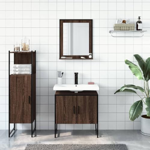 HEFZGDB 3-TLG. Badmöbel-Set Braun Eichen-Optik Holzwerkstoff Kleines Schränkchen Schuhschrank Medizinschrank Kleiner Schrank für Küche Wohnbereich Badezimmer Toilette HEFZGDB 3-TLG. Badmöbel-Set Braun Eichen-Optik Holzwerkstoff Kleines Schränkchen Schuhschrank Medizinschrank Kleiner Schrank für Küche Wohnbereich Badezimmer Toilette von HEFZGDB