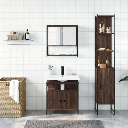 HEFZGDB 3-TLG. Badmöbel-Set Braun Eichen-Optik Holzwerkstoff Sideboard Badschrank Klein Schuhschrank Kleiner Schrank für Toilette Küche Wohnbereich Gästezimmer HEFZGDB 3-TLG. Badmöbel-Set Braun Eichen-Optik Holzwerkstoff Sideboard Badschrank Klein Schuhschrank Kleiner Schrank für Toilette Küche Wohnbereich Gästezimmer von HEFZGDB