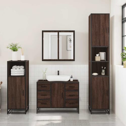 HEFZGDB 3-TLG. Badmöbel-Set Braun Eichen-Optik Holzwerkstoff Sideboard Schuhschrank Medizinschrank Badezimmerunterschrank für Toilette Badezimmer Küche Wohnbereich HEFZGDB 3-TLG. Badmöbel-Set Braun Eichen-Optik Holzwerkstoff Sideboard Schuhschrank Medizinschrank Badezimmerunterschrank für Toilette Badezimmer Küche Wohnbereich von HEFZGDB