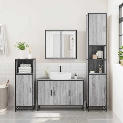 HEFZGDB 3-TLG. Badmöbel-Set Grau Sonoma Holzwerkstoff Büroschrank Badezimmerschrank Medikamenten Aufbewahrung Badezimmerunterschrank für Toilette Badezimmer Wohnbereich Gästezimmer HEFZGDB 3-TLG. Badmöbel-Set Grau Sonoma Holzwerkstoff Büroschrank Badezimmerschrank Medikamenten Aufbewahrung Badezimmerunterschrank für Toilette Badezimmer Wohnbereich Gästezimmer von HEFZGDB