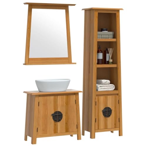 HEFZGDB 3-TLG. Badmöbel-Set Massivholz Kiefer Sideboard Badschrank Klein Badezimmerschränke Medikamentenschrank für Gästezimmer Badezimmer Wohnbereich Küche von HEFZGDB