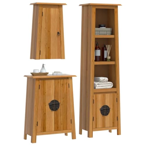 HEFZGDB 3-TLG. Badmöbel-Set Massivholz Kiefer Sideboard Badschrank Klein Badezimmerschränke Medikamentenschrank für Gästezimmer Badezimmer Wohnbereich Küche von HEFZGDB