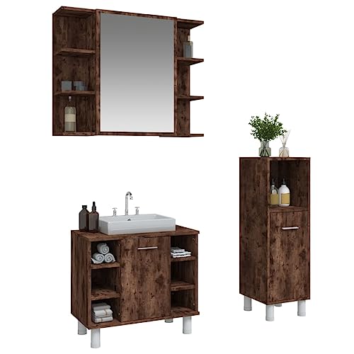 HEFZGDB 3-TLG. Badmöbel-Set Räuchereiche Holzwerkstoff Apothekerschrank Bad Badschrank Klein Schuhschrank Medikamenten Aufbewahrung für Küche Toilette Gästezimmer Badezimmer HEFZGDB 3-TLG. Badmöbel-Set Räuchereiche Holzwerkstoff Apothekerschrank Bad Badschrank Klein Schuhschrank Medikamenten Aufbewahrung für Küche Toilette Gästezimmer Badezimmer von HEFZGDB