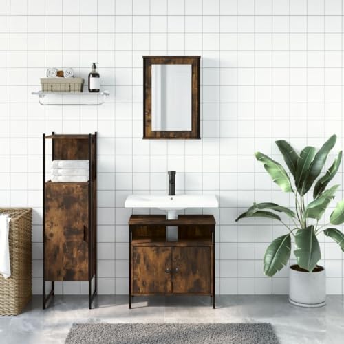 HEFZGDB 3-TLG. Badmöbel-Set Räuchereiche Holzwerkstoff Aufbewahrungsschrank Badschrank Klein Medizinschrank Apothekerschrank Küche für Badezimmer Küche Wohnbereich Gästezimmer HEFZGDB 3-TLG. Badmöbel-Set Räuchereiche Holzwerkstoff Aufbewahrungsschrank Badschrank Klein Medizinschrank Apothekerschrank Küche für Badezimmer Küche Wohnbereich Gästezimmer von HEFZGDB