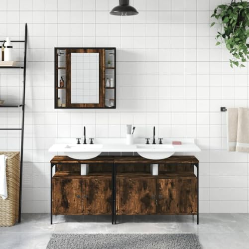 HEFZGDB 3-TLG. Badmöbel-Set Räuchereiche Holzwerkstoff Büroschrank Badezimmerschrank Medizinschrank Kleines Schränkchen für Wohnbereich Gästezimmer Küche Badezimmer HEFZGDB 3-TLG. Badmöbel-Set Räuchereiche Holzwerkstoff Büroschrank Badezimmerschrank Medizinschrank Kleines Schränkchen für Wohnbereich Gästezimmer Küche Badezimmer von HEFZGDB