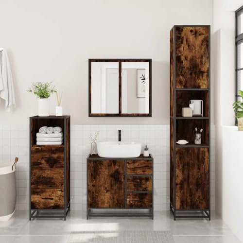 HEFZGDB 3-TLG. Badmöbel-Set Räuchereiche Holzwerkstoff Büroschrank Medizinschrank Bathroom Cabinet Medikamentenschrank für Badezimmer Toilette Küche Gästezimmer HEFZGDB 3-TLG. Badmöbel-Set Räuchereiche Holzwerkstoff Büroschrank Medizinschrank Bathroom Cabinet Medikamentenschrank für Badezimmer Toilette Küche Gästezimmer von HEFZGDB