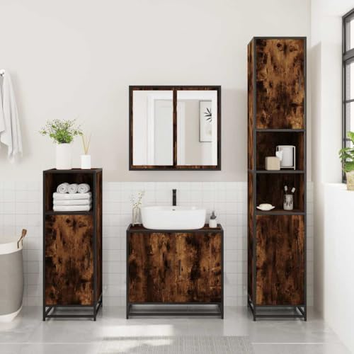 HEFZGDB 3-TLG. Badmöbel-Set Räuchereiche Holzwerkstoff Kleines Schränkchen Badschrank Klein Badezimmerschränke Mehrzweckschrank für Gästezimmer Toilette Badezimmer Küche HEFZGDB 3-TLG. Badmöbel-Set Räuchereiche Holzwerkstoff Kleines Schränkchen Badschrank Klein Badezimmerschränke Mehrzweckschrank für Gästezimmer Toilette Badezimmer Küche von HEFZGDB