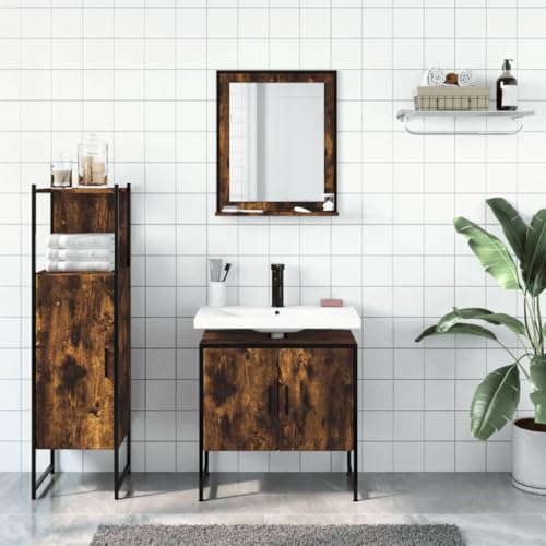 HEFZGDB 3-TLG. Badmöbel-Set Räuchereiche Holzwerkstoff Kleines Schränkchen Schuhschrank Medizinschrank Kleiner Schrank für Küche Wohnbereich Badezimmer Toilette HEFZGDB 3-TLG. Badmöbel-Set Räuchereiche Holzwerkstoff Kleines Schränkchen Schuhschrank Medizinschrank Kleiner Schrank für Küche Wohnbereich Badezimmer Toilette von HEFZGDB