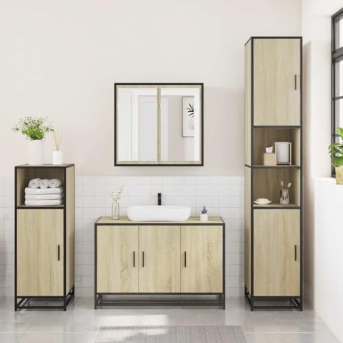 HEFZGDB 3-TLG. Badmöbel-Set Sonoma-Eiche Holzwerkstoff Aufbewahrungsschrank Badezimmerschrank Medizinschrank Küchenschrank für Badezimmer Küche Gästezimmer Toilette HEFZGDB 3-TLG. Badmöbel-Set Sonoma-Eiche Holzwerkstoff Aufbewahrungsschrank Badezimmerschrank Medizinschrank Küchenschrank für Badezimmer Küche Gästezimmer Toilette von HEFZGDB